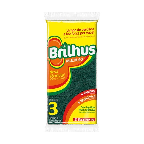 ESPONJA FIBRA BRILHUS MULTIUSO 3UNID